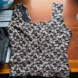 Dress Barn Black Tank with Cream Lace Overlay
